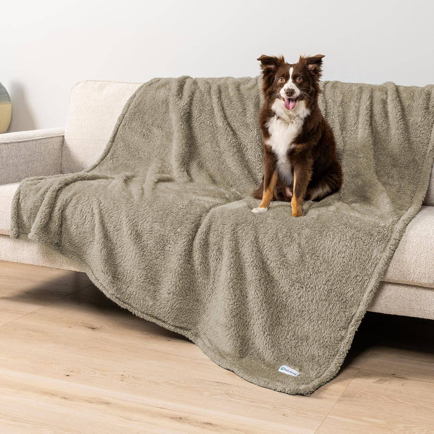 Fluffy Sherpa Waterproof Dog Blanket for Large Pet Cat, 60X80, Taupe | Soft & Warm & Washable; Leafproof Couch Sofa Protector for Small Medium Large Pet; Pee Proof Cover for Crate Kennel Car Seat