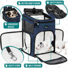 Dog Backpack Carrier, Airline Approved 4-Way Entry Cat Backpack Carrier, Ventilated Mesh, Collapsible Pet Carrier for Small Puppy, Kitten, Hiking, Travel Car, Vet, up to 18 Lbs, Navy Blue
