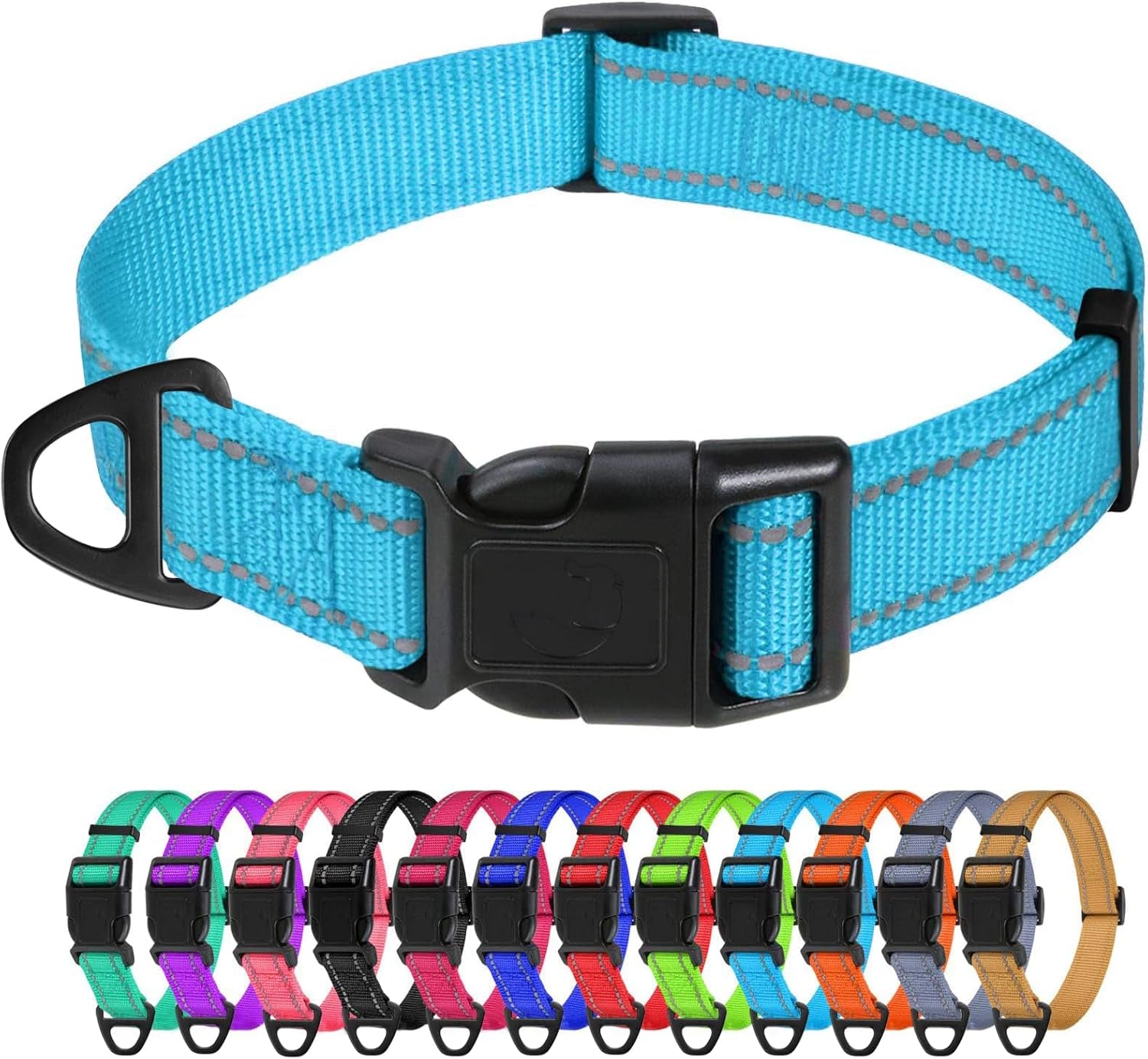 Small Dog Collar, Reflective Puppy Collar, Sky Blue, 5/8" Width | Lightweight, Nylon Collar for Puppies and Small Dogs, Adjustable Length, 12 Color Choices, Reflective for Evening Walks