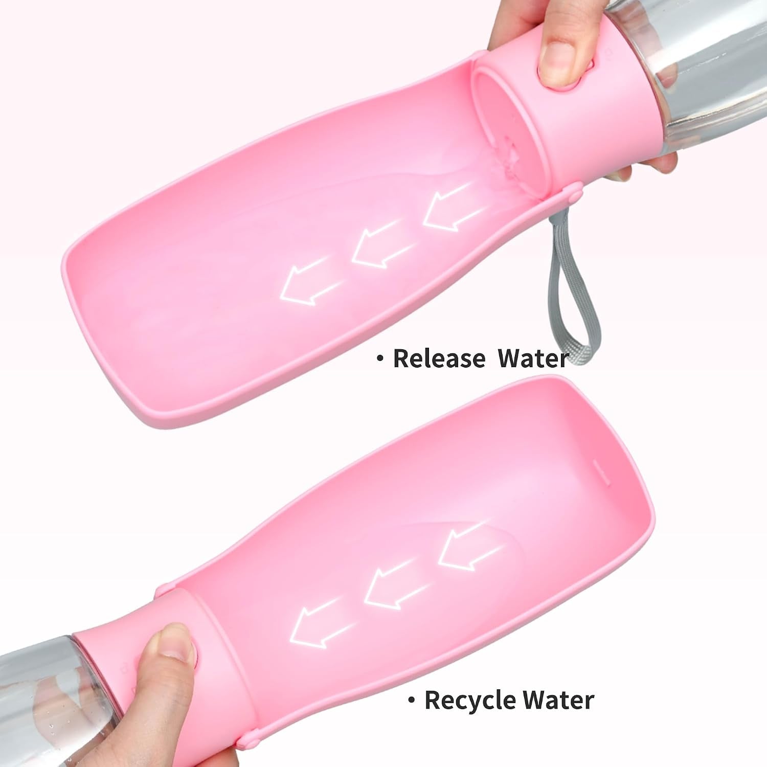 Portable Dog Water Bottle 19Oz Pink | Foldable Pet Water Dispenser, Food Grade Plastic, Ease to Use for Outdoor Walking, Hiking, Travel