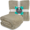 Fluffy Sherpa Waterproof Dog Blanket for Large Pet Cat, 60X80, Taupe | Soft & Warm & Washable; Leafproof Couch Sofa Protector for Small Medium Large Pet; Pee Proof Cover for Crate Kennel Car Seat