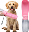 Portable Dog Water Bottle 19Oz Pink | Foldable Pet Water Dispenser, Food Grade Plastic, Ease to Use for Outdoor Walking, Hiking, Travel